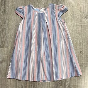 Bella Bliss Blue and Pink A-Line Puff Sleeve Dress